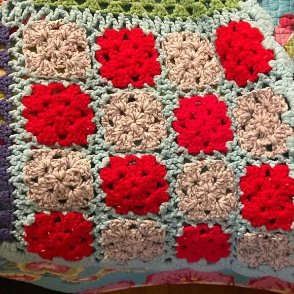 Handmade Colorful Patchwork Crochet Quilt - Picture 8 of 8